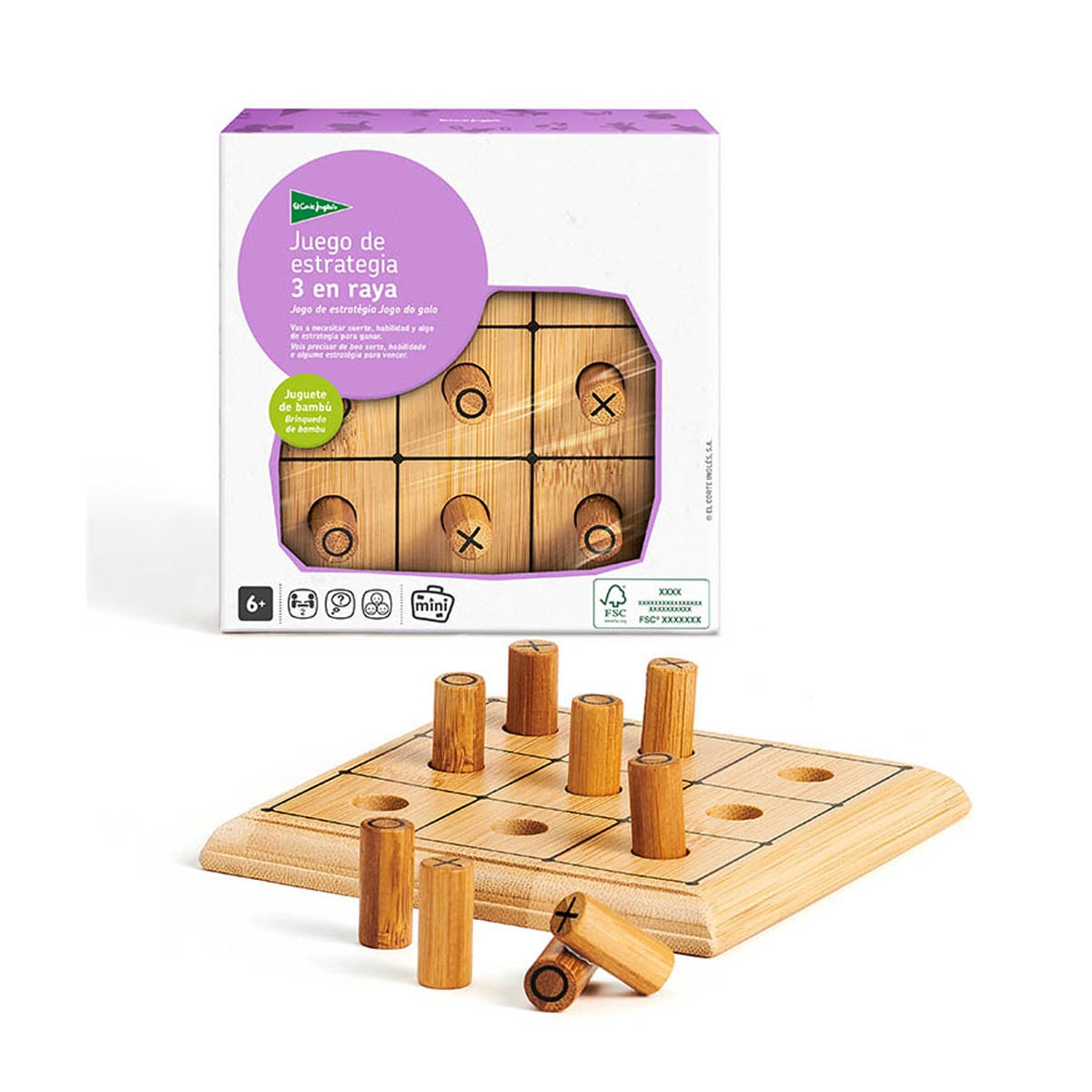 El Corte Inglés - Juego De Estrategia De Bambú Sostenible Molino Mini De Viaje