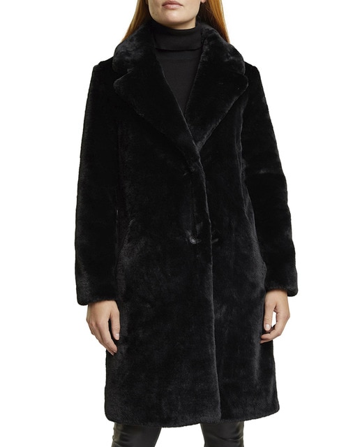 Imagen 0 de Abrigo midi de mujer efecto pelo