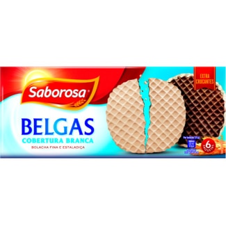 Bolachas Belgas com Cobertura de Chocolate Branco embalagem 198 g - Saborosa