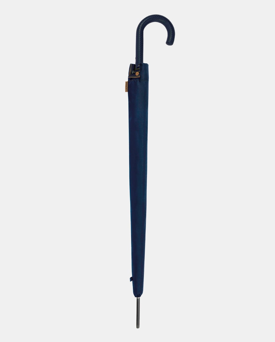 Guarda-chuva comprido automático azul com estampado aos quadrados Azul-1