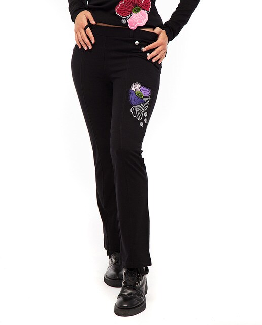 Pantalón de mujer con aberturas laterales y bordado floral · Mamatayoe · El  Corte Inglés