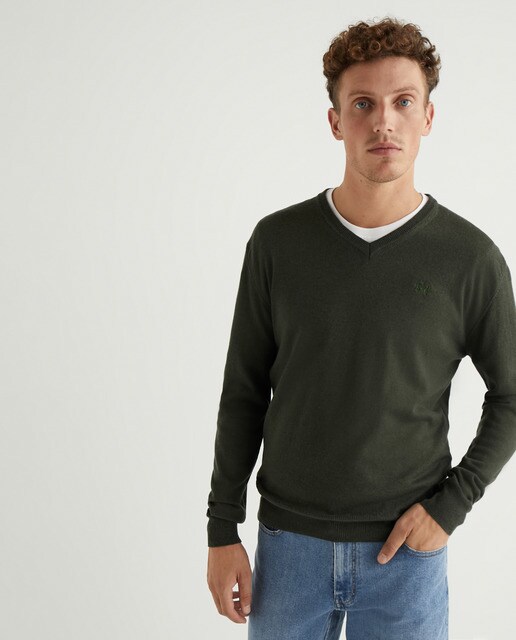 Jersey de hombre de manga larga con cuello redondo de algodón, corte  regular Campánula La Martina | Shop Online