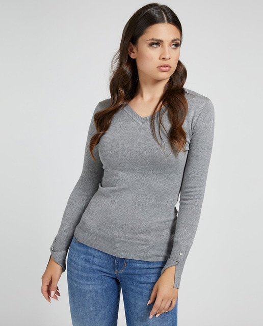 Jersey de mujer manga larga cuello pico · Guess · El Corte Inglés