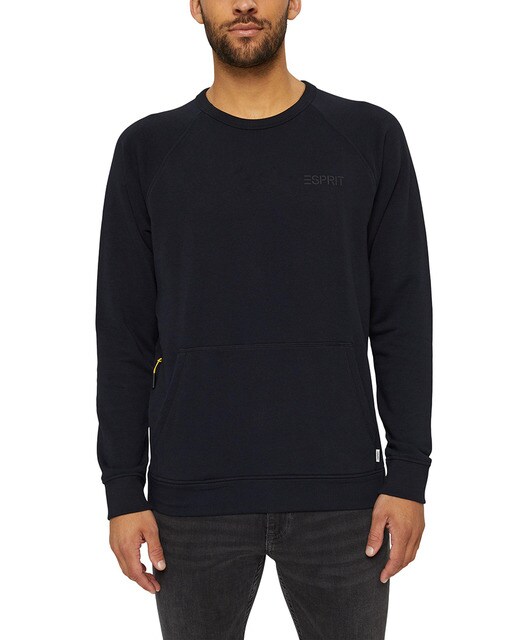 Sudadera de hombre con algodón orgánico negra con cuello redondo · Esprit ·  El Corte Inglés