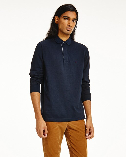 Polo de hombre liso azul de manga larga · Tommy Hilfiger · El Corte Inglés
