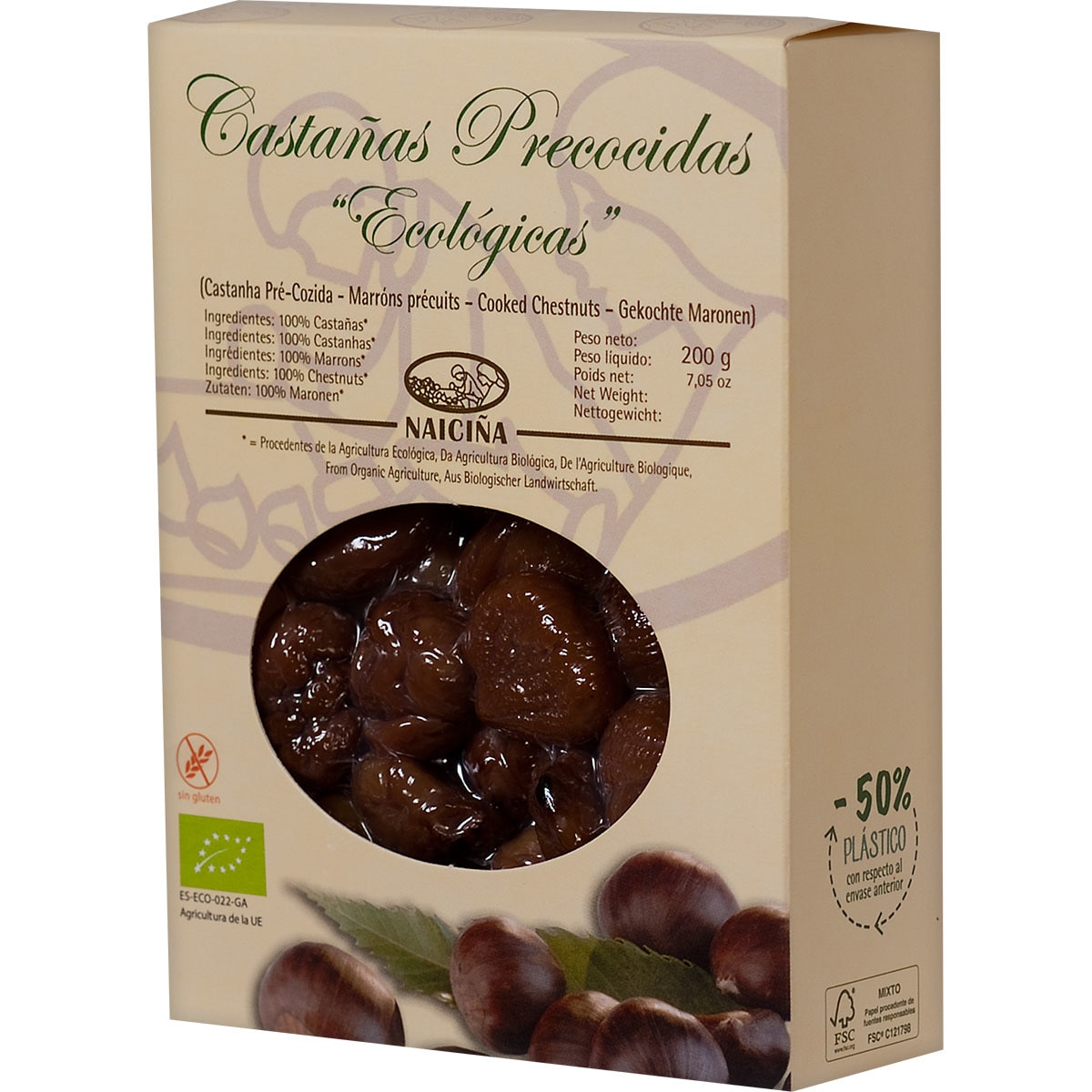 castañas precocidas de agricultura ecológica estuche 200 g