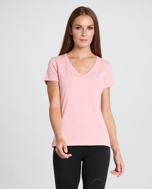 Camiseta de mujer slim con cuello pico · Calvin Klein Jeans · El Corte  Inglés