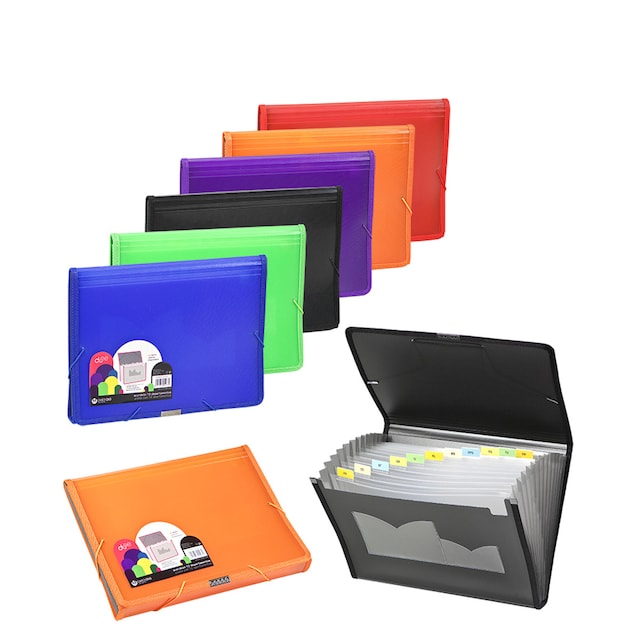 Imagem 0 de Arquivador Acordeão de 12 Compartimentos em Polipropileno com Rebordo de Tecido Dune - Sortido