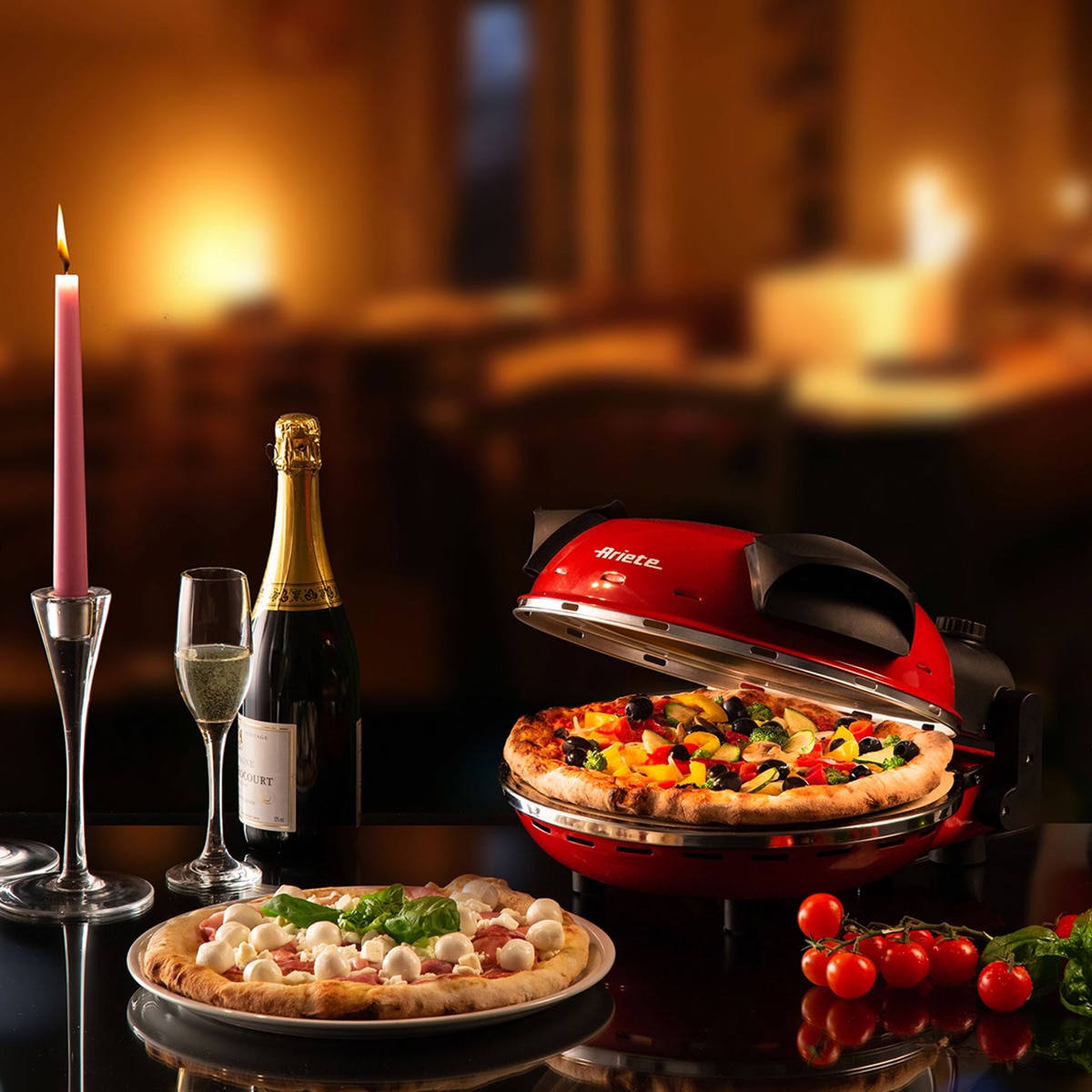 Mini horno para pizza Ariete 909 con método horno de leña Rojo-10