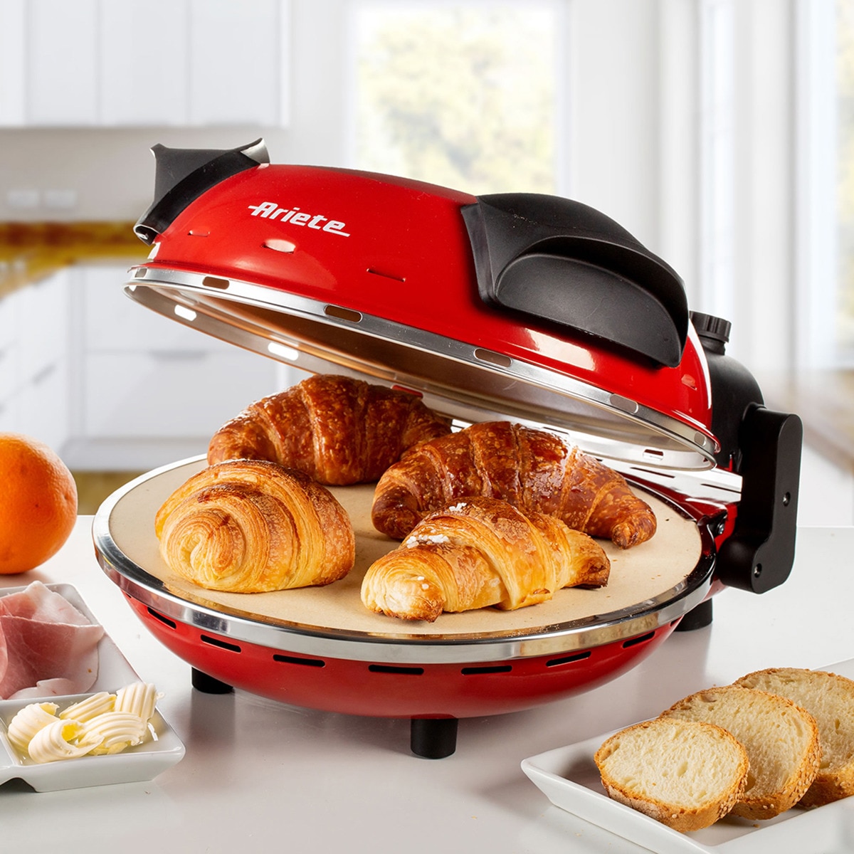 Mini horno para pizza Ariete 909 con método horno de leña Rojo-8