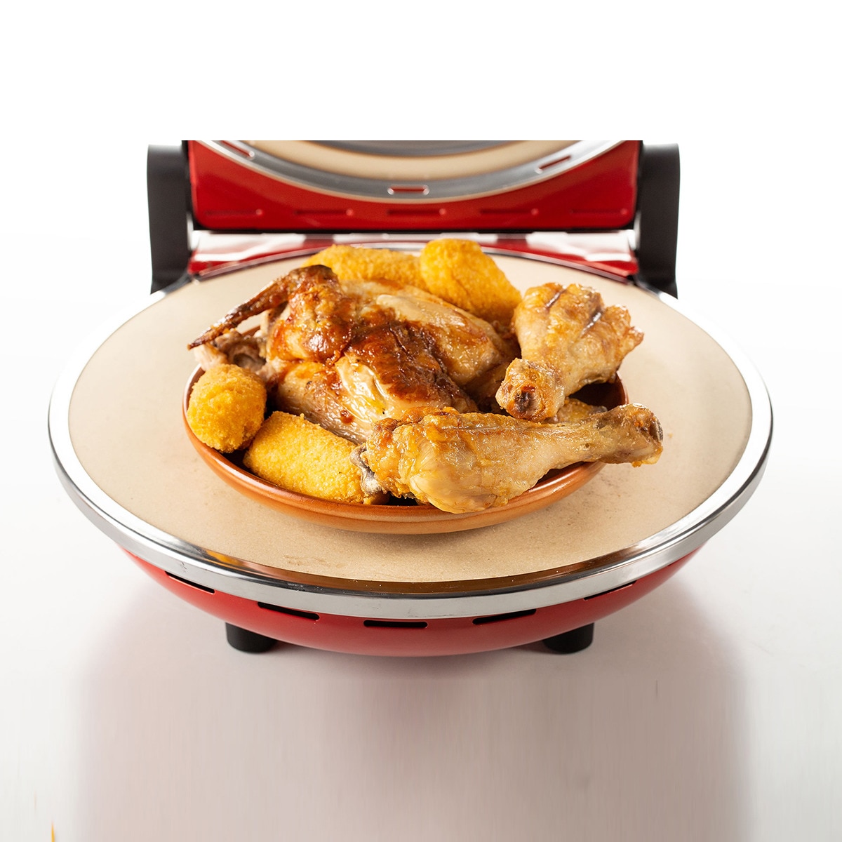 Mini horno para pizza Ariete 909 con método horno de leña Rojo-6