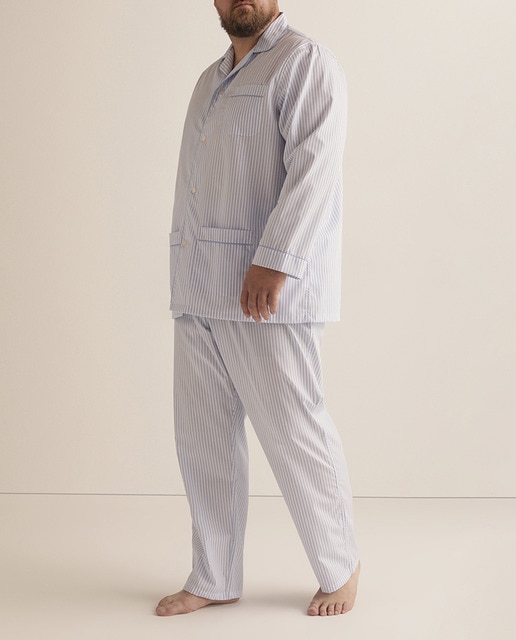 Imagen 0 de Pijama largo Non Iron de hombre de tela azul tallas grandes