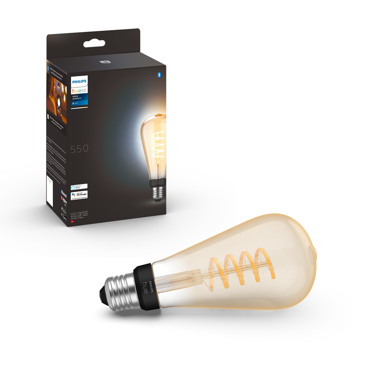 Bombilla LED Philips HUE White & Ambiance, ST72 E27, filamento espiral Ámbar-3