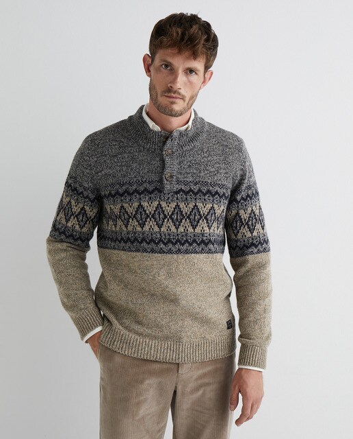 Jersey de hombre beige con el cuello perkins · Pertegaz · El Corte Inglés