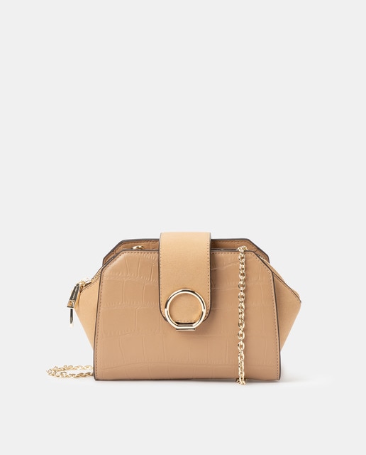 Bandolera mini Lis en topo con acabado coco y asa de cadena · Gloria Ortiz  · El Corte Inglés