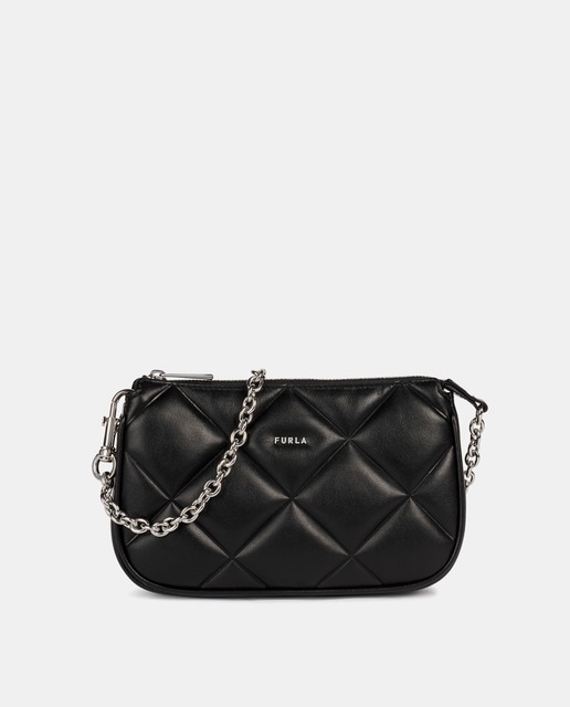 Bolso de hombro mini Moon de piel acolchada en negro con cremallera · Furla  · El Corte Inglés