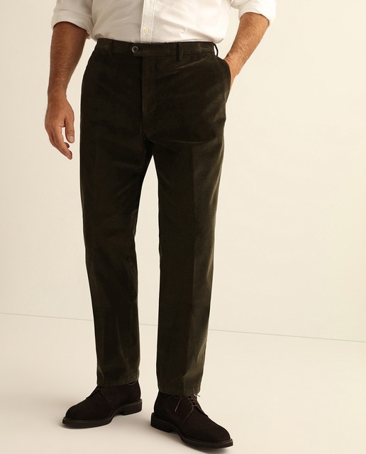 Imagen 0 de Pantalón de pana de hombre regular kaki tallas grandes