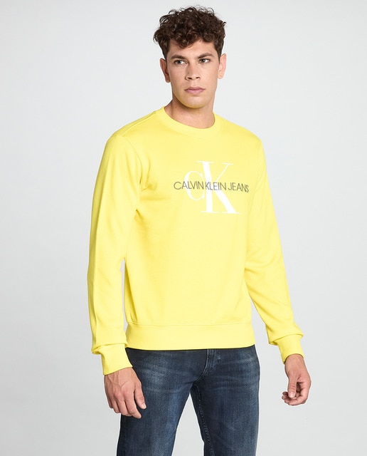 Sudadera de hombre en algodón orgánico amarilla con cuello redondo · Calvin  Klein Jeans · El Corte Inglés