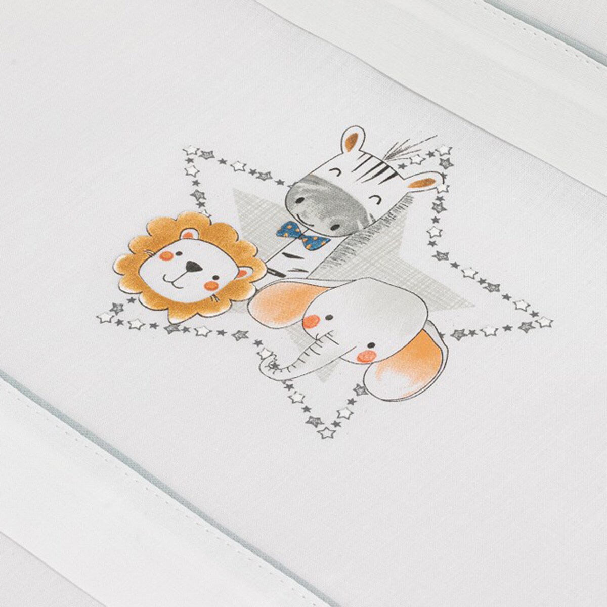 Juego de Sábanas 3 piezas para Coche de paseo/Cuco Interbaby Animalitos blanco/gris Blanco / Gris-3