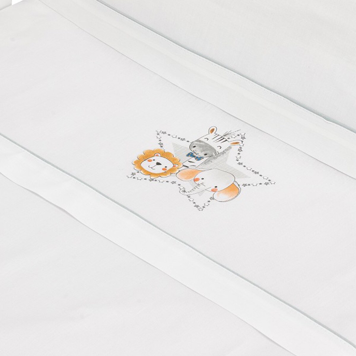 Juego de Sábanas 3 piezas para Coche de paseo/Cuco Interbaby Animalitos blanco/gris Blanco / Gris-2