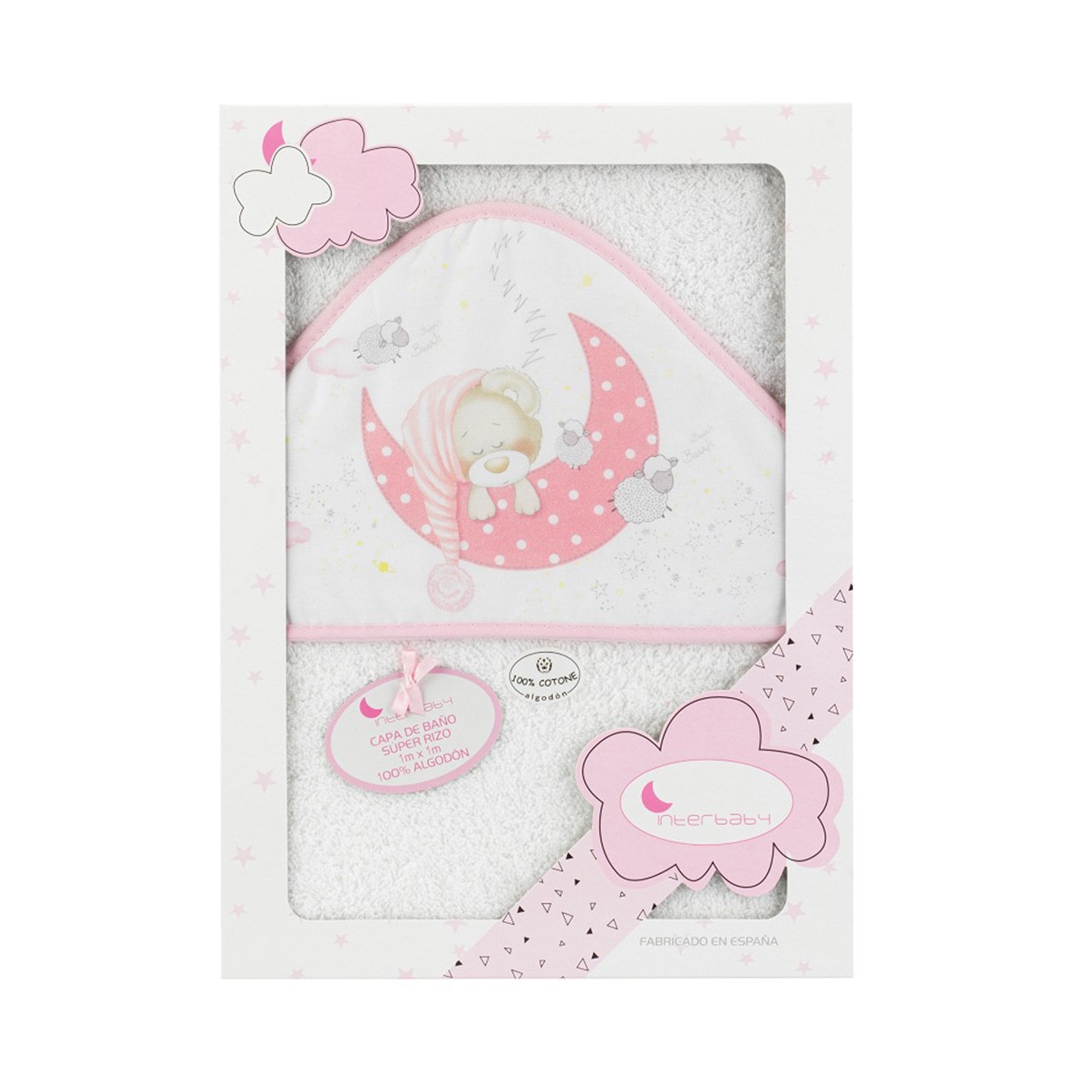 Capa de Baño Interbaby Bear Sleeping blanco/rosa Blanco/Rosa-3