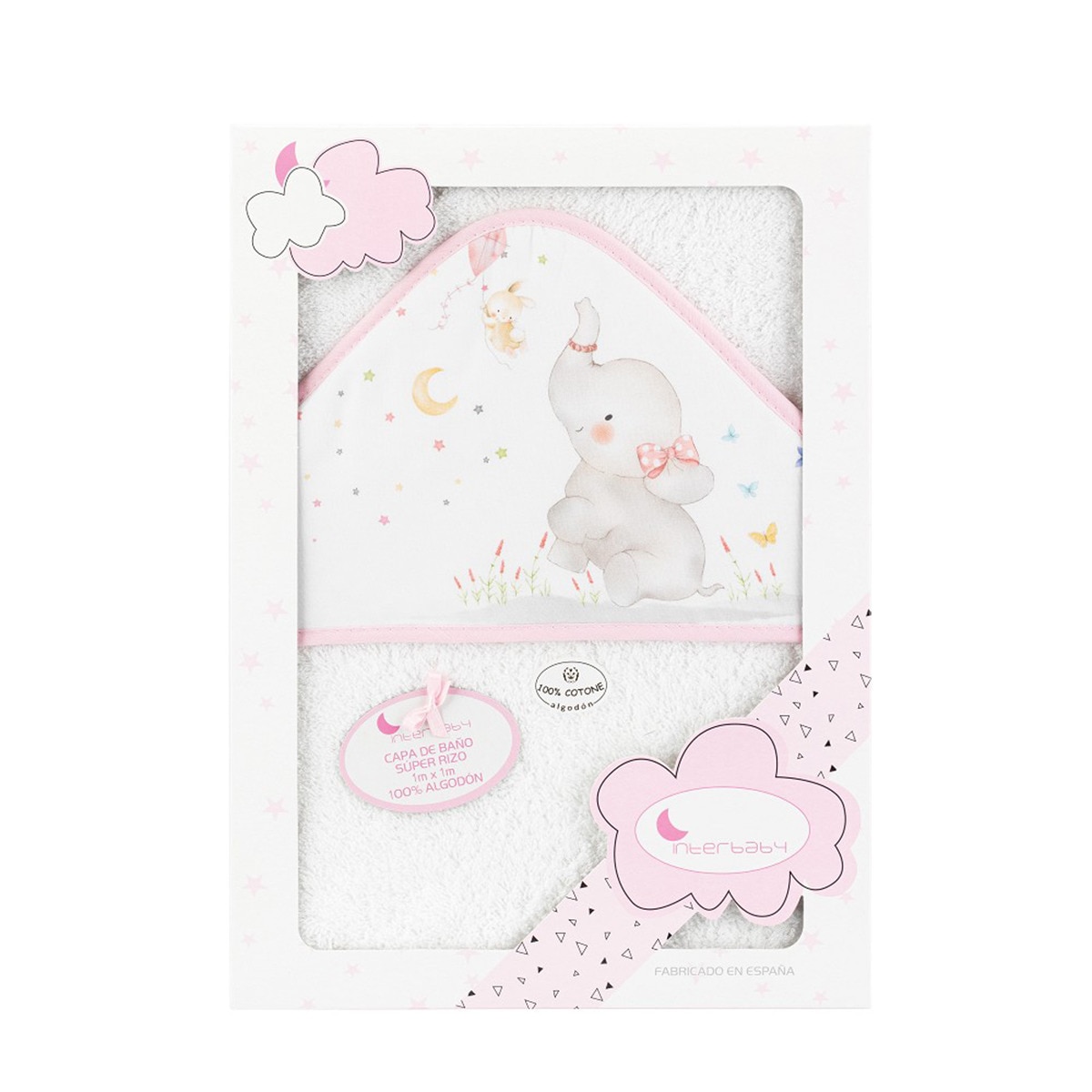 Capa de Baño Interbaby Elefante blanco/rosa Blanco/Rosa-3