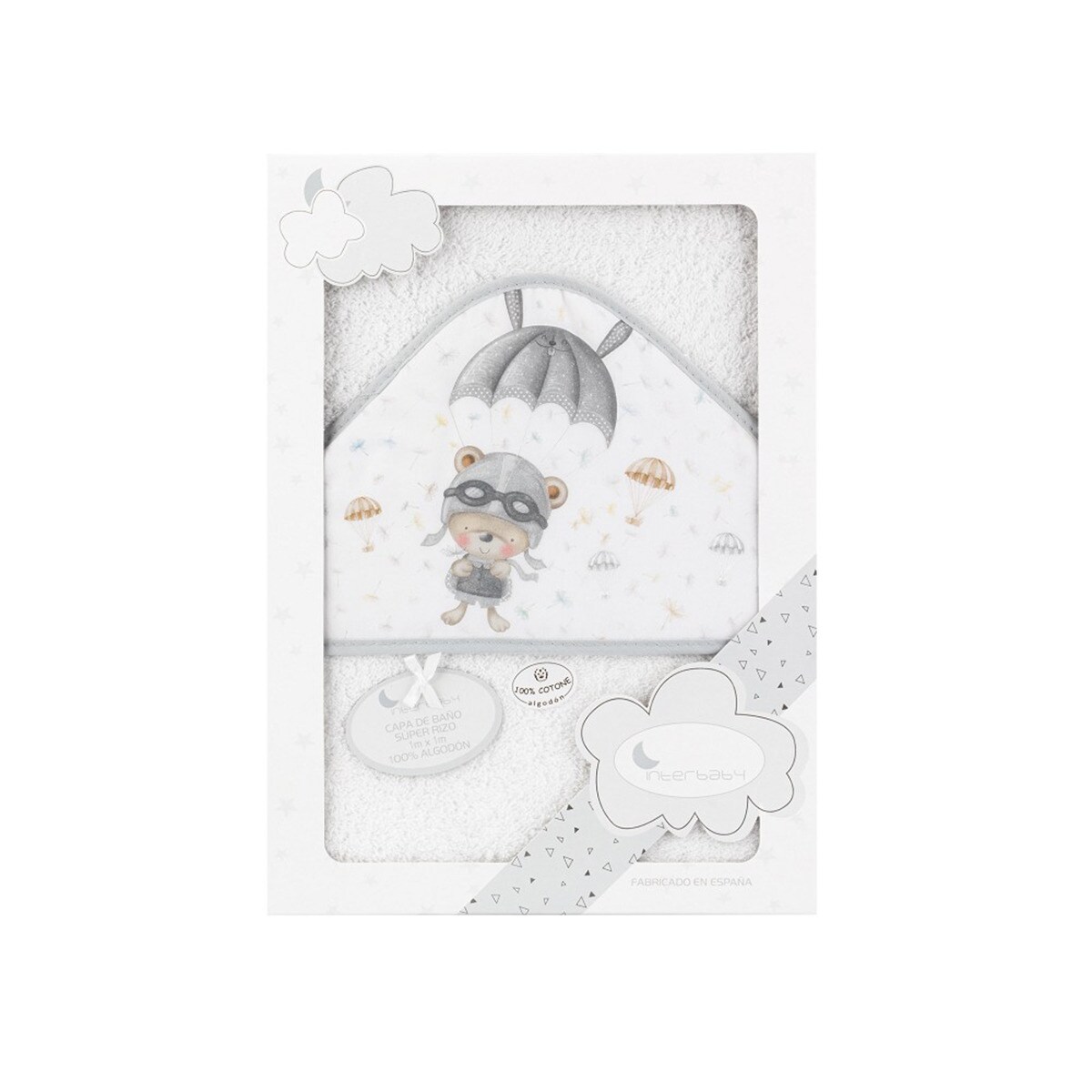 Capa de Baño Interbaby Oso Paracaídas blanco/gris Blanco / Gris-3