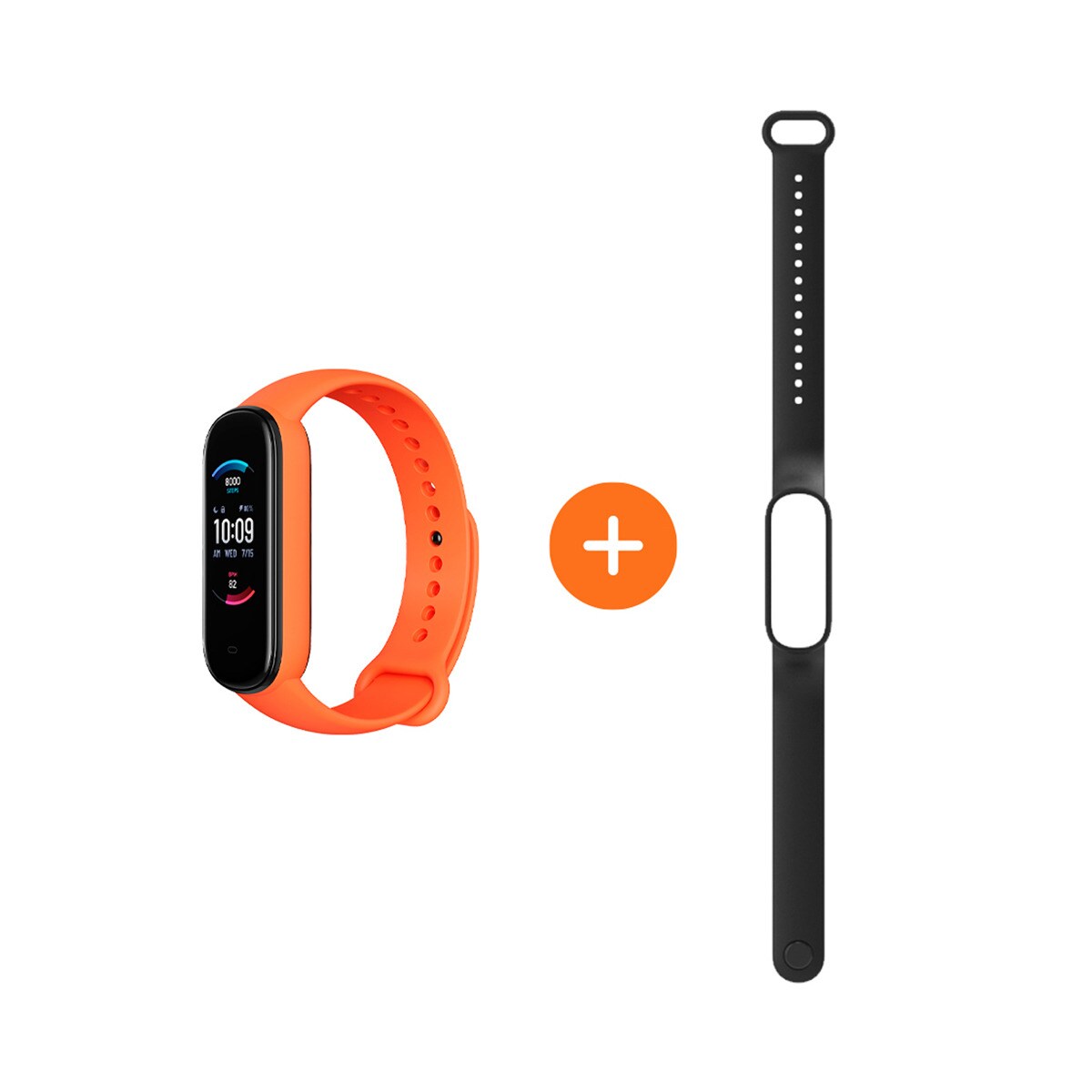 Amazfit - Bundle Band 5 Naranja Pulsera De Actividad + Correa Negra