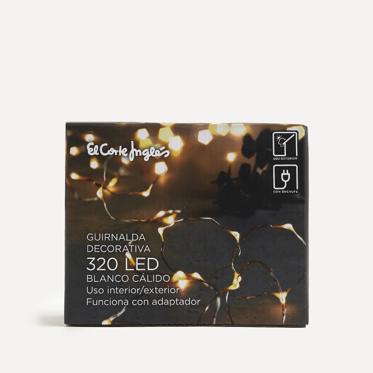 Guirnalda con cable con 320 luces LED para exterior Navidad El Corte Inglés Blanco-4