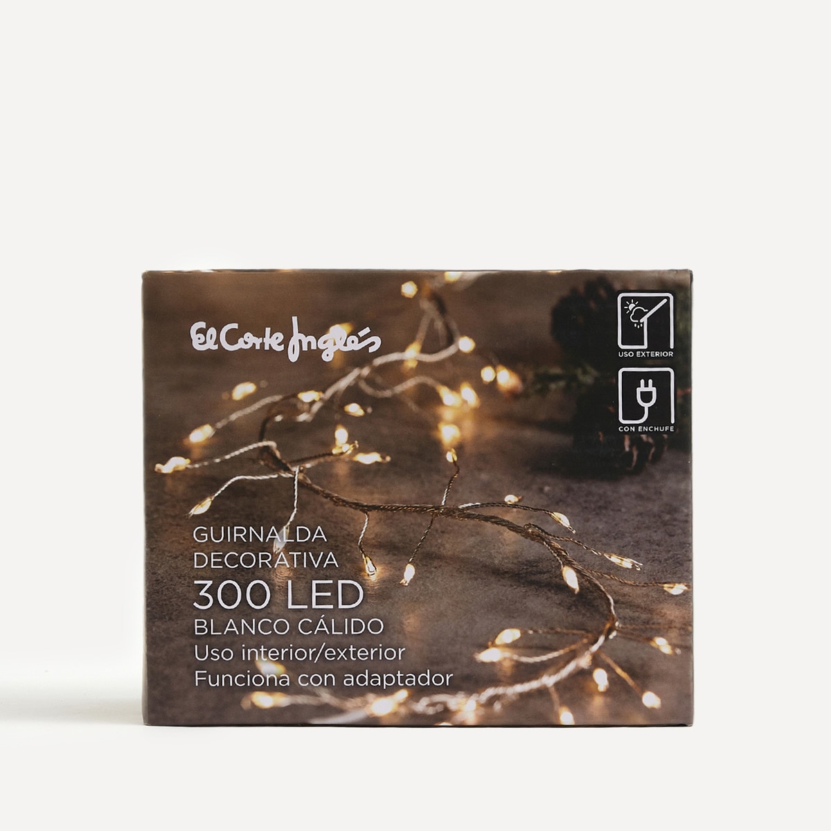 Guirnalda con cable 300 luces LED para exterior Navidad El Corte Inglés Blanco-4