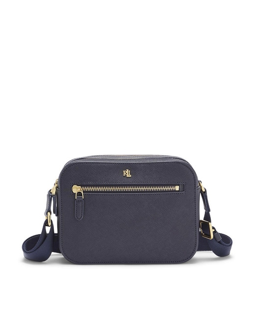 Imagen 0 de Bandolera mini de mujer Lauren Ralph Lauren Hayes de piel vacuna en azul marino