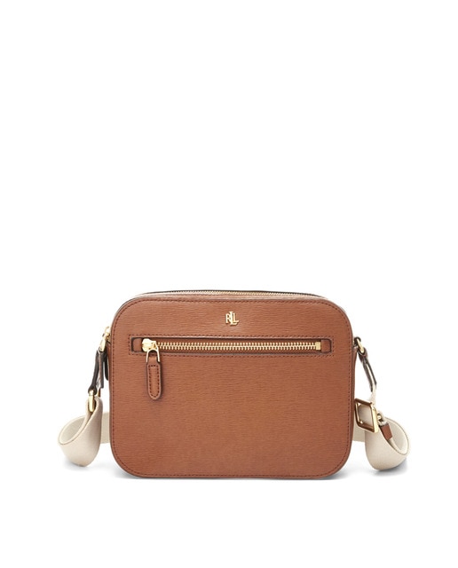 Imagen 0 de Bandolera mini de mujer Lauren Ralph Lauren Hayes de piel bovina en marrón con bolsillo exterior