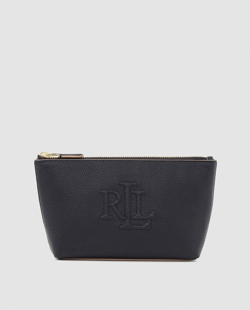 Imagen 0 de Neceser de mujer Lauren Ralph Lauren de piel en negro con cremallera