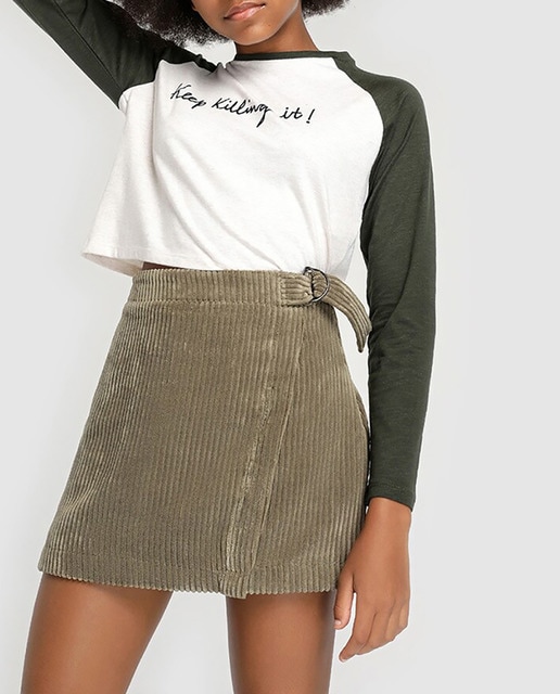 Imagen 0 de Falda Belle&Rebel de pana gruesa en kaki