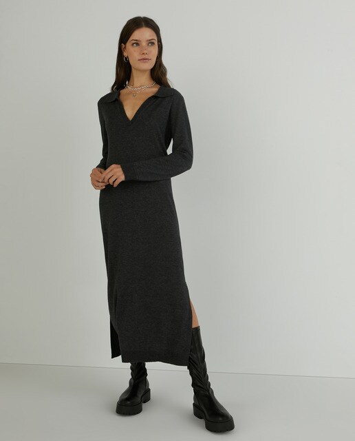 Vestido largo punto cuello polo · Fórmula Joven · El Corte Inglés