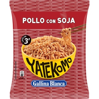 fideos orientales pollo con soja listo en 3 minutos sobre 82 g - Yatekomo