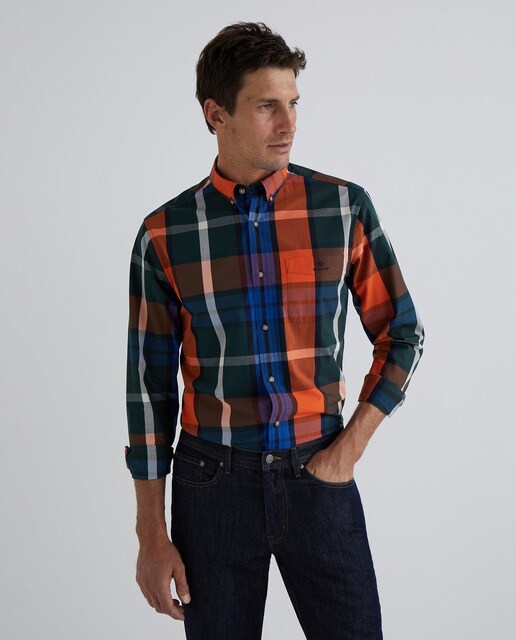 Camisa de hombre regular de cuadros verde · Gant · El Corte Inglés