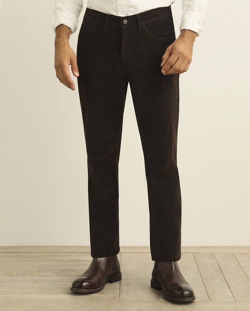 Imagen 0 de Pantalón de pana de hombre regular marrón