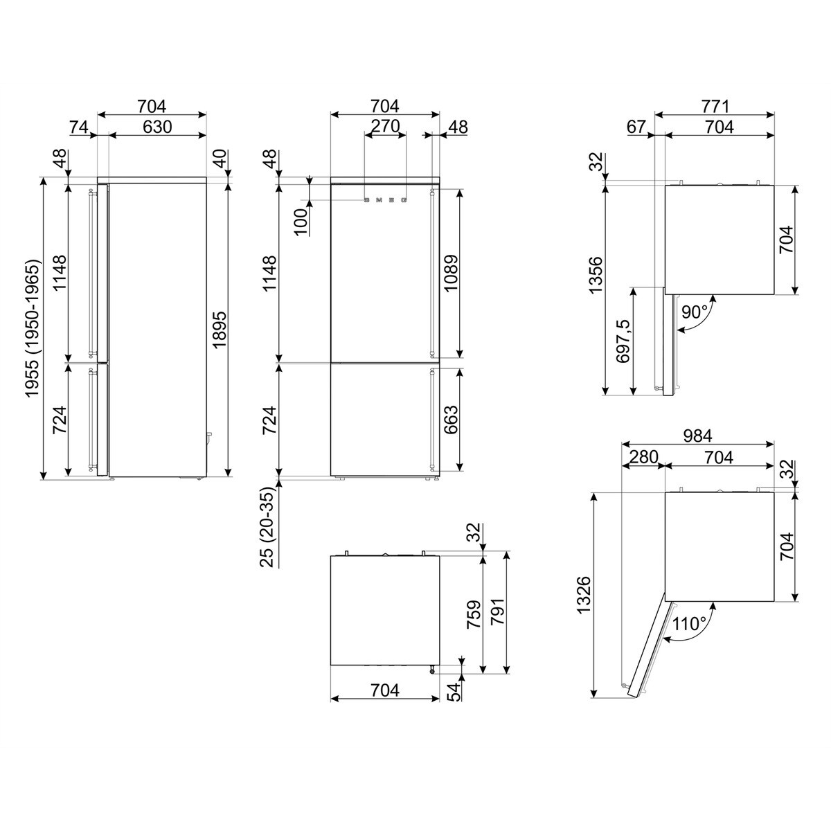 Frigorífico Combi Smeg Total No Frost - FA8005LPO Crema-2
