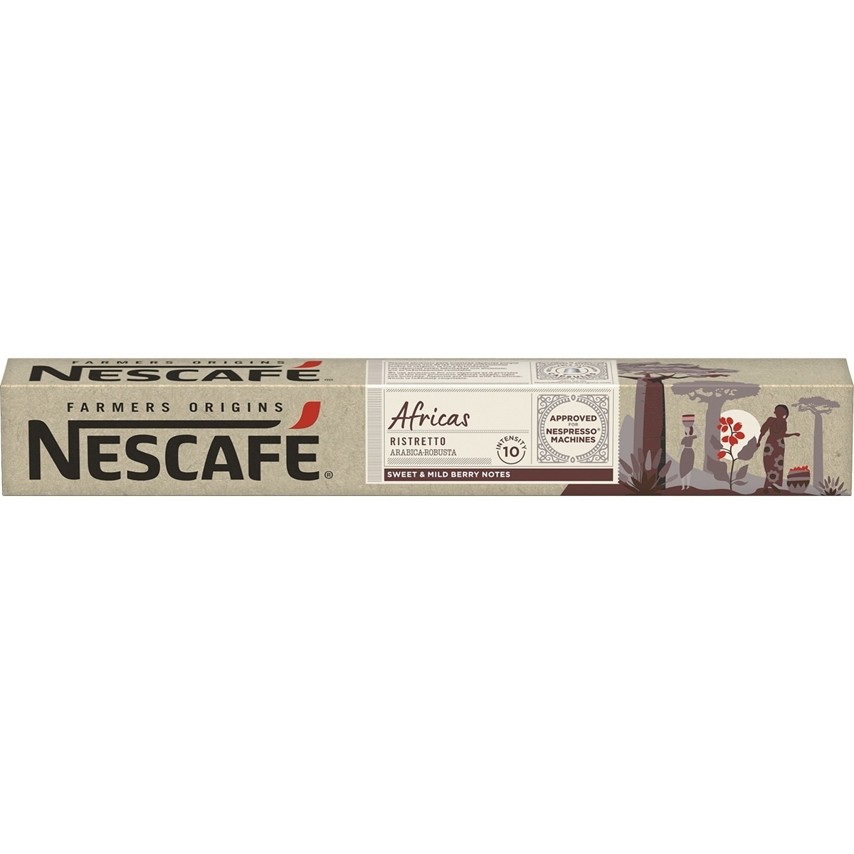 Nescafe - Estuche 10 Cápsulas Farmers Origins Africas Café Ristretto Arábica Robusta Intensidad 10 Compatibles Con Máquinas Nespresso Original