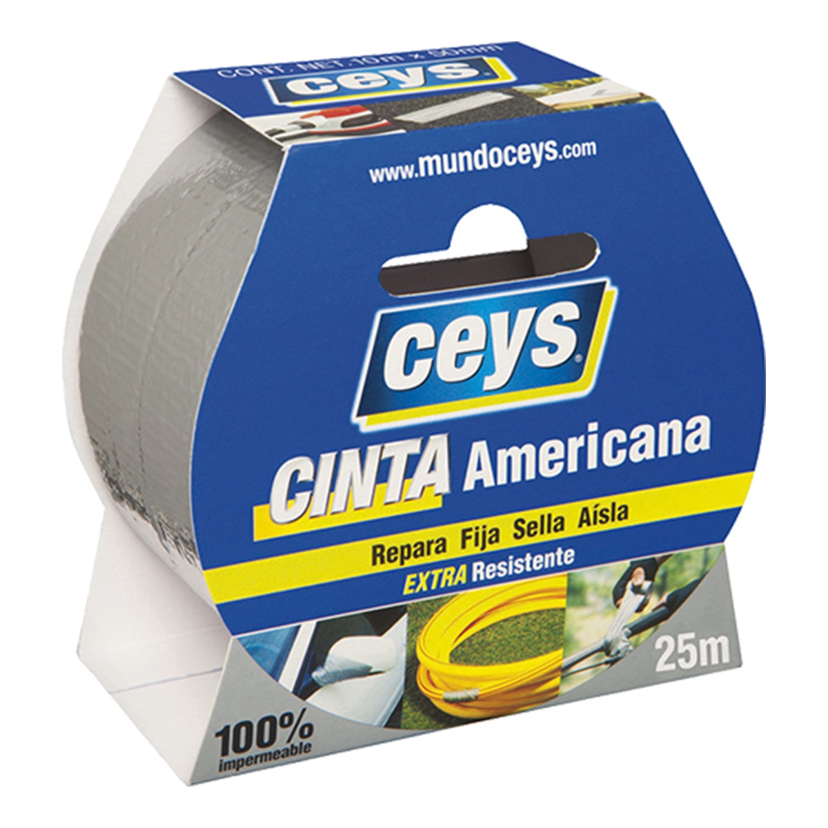 Cinta Americana Extra Resistente 25 m Plata-1