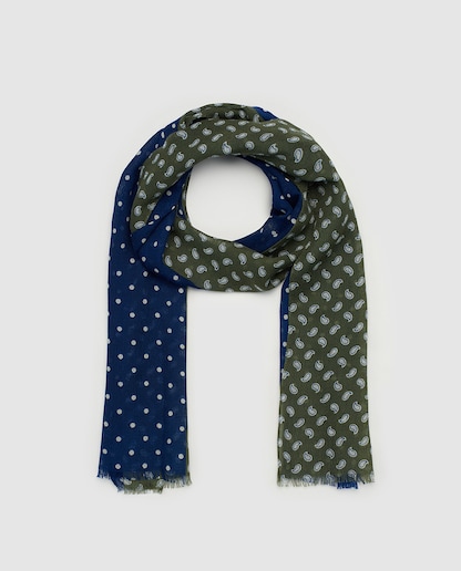 Imagen 0 de Fular de lana bicolor estampado de fantasía