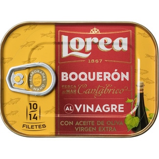 boquerones del Cantábrico al vinagre elaborados a mano con aceite de oliva virgen extra lata 55 g neto escurrido - Lorea