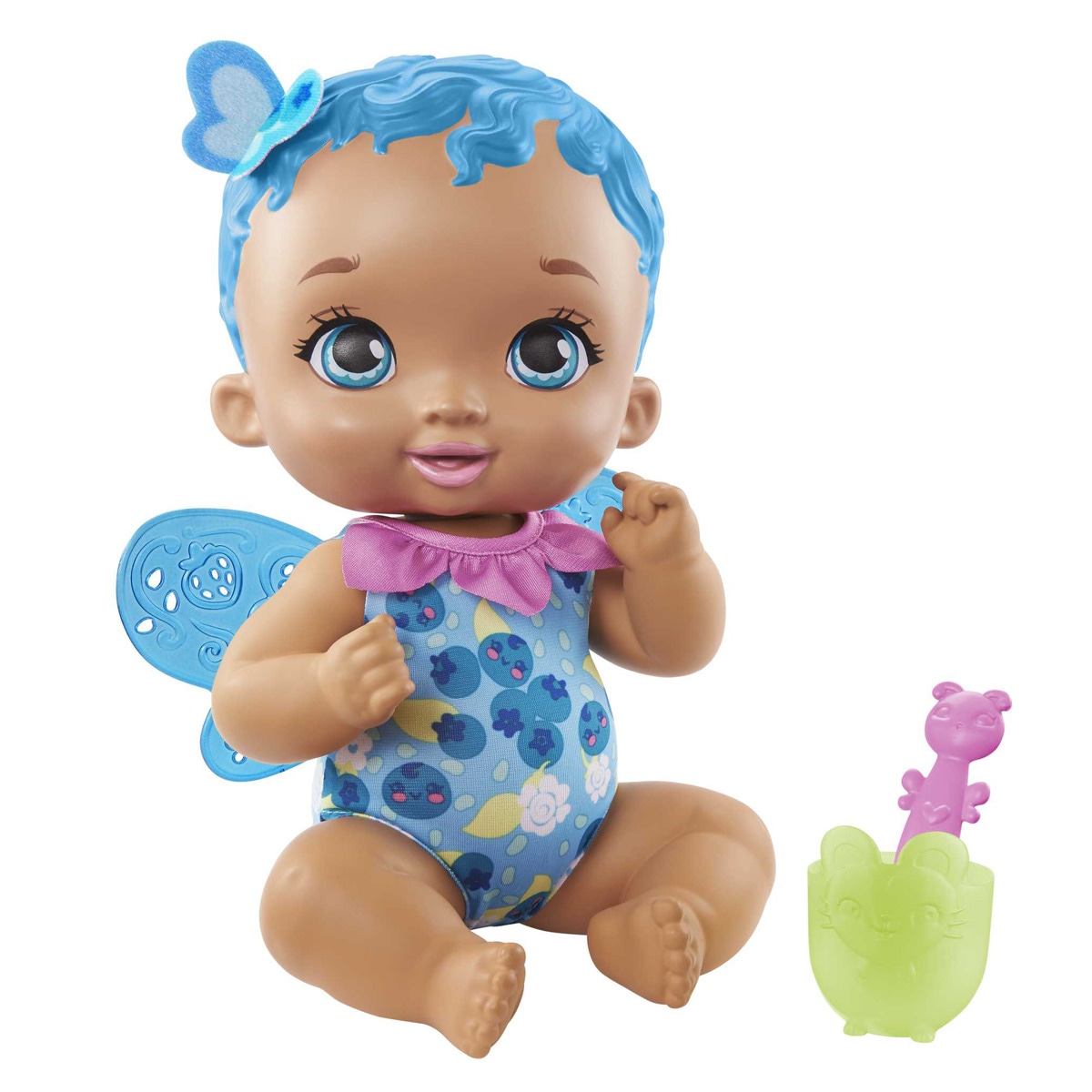 My Garden Baby - Muñeco De Juguete ¡Ñam Ñam! Arándano Con Alas De Mariposa, Su Boca Cambia De Color Mariposas