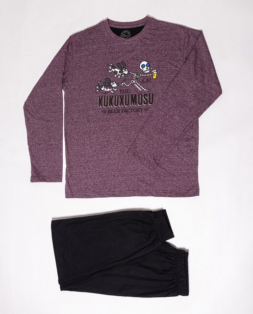 Pijama de hombre largo burdeos · KUKUXUMUSU · El Corte Inglés