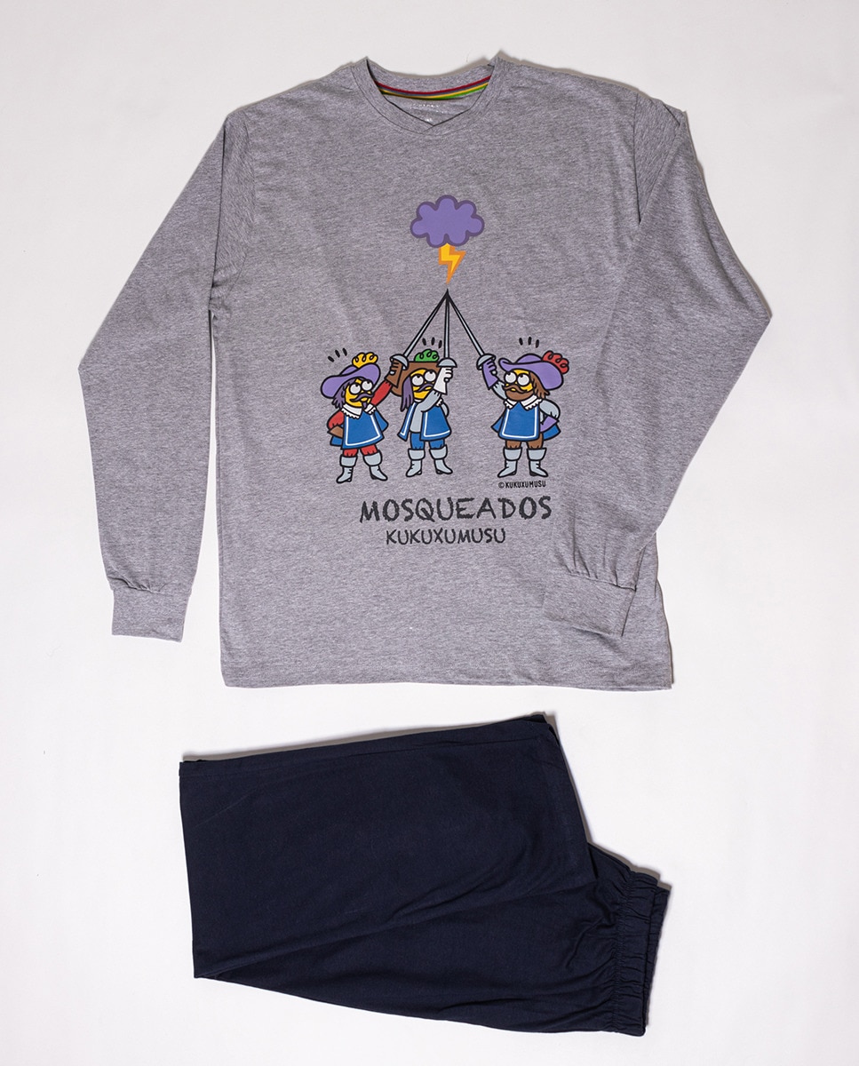 Pijama de hombre largo gris · KUKUXUMUSU · El Corte Inglés