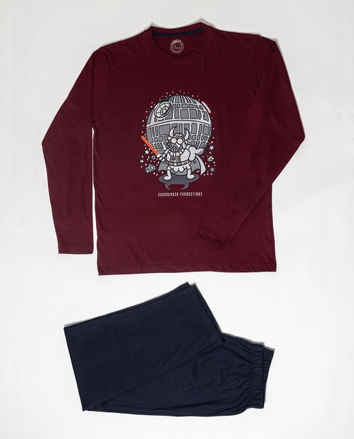 Pijama de hombre largo granate · KUKUXUMUSU · El Corte Inglés