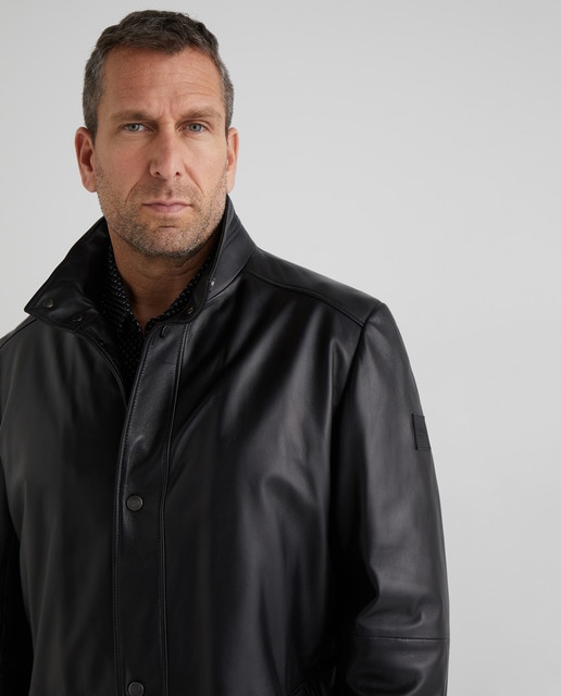 Chaquetón de hombre en piel negra tallas grandes · Boss · El Corte Inglés