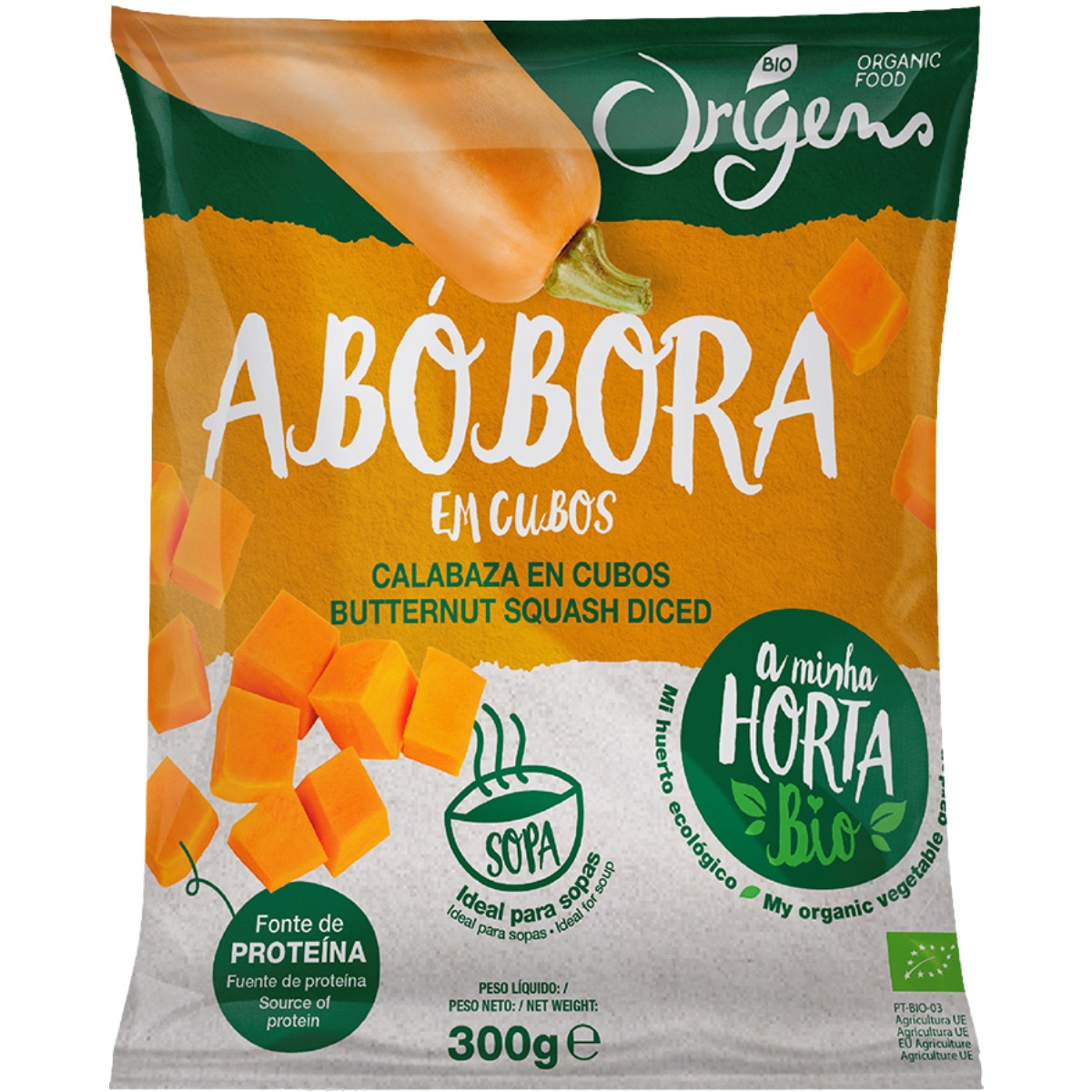 Abóbora em Cubos Biológica embalagem 300 g