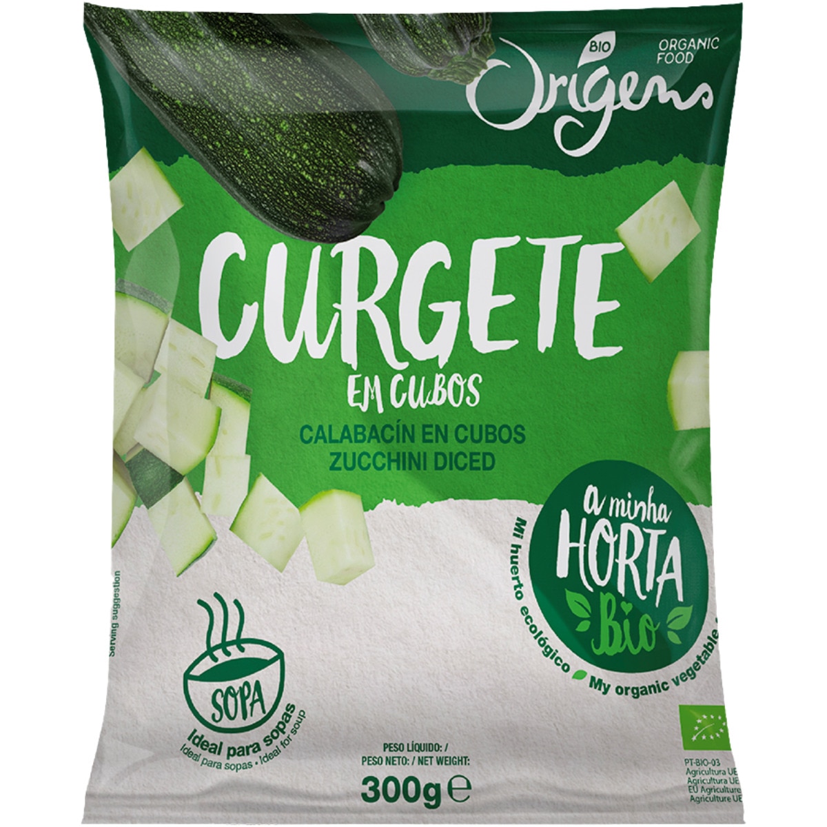 Curgete em Cubos Biológico embalagem 300 g